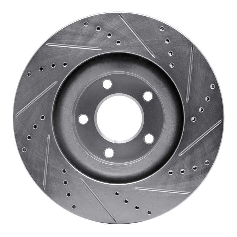 Ford Edge Brake Rotor (1) - Front Left - R1 Concepts - Drilled & Slotted - Silver - `07-`15